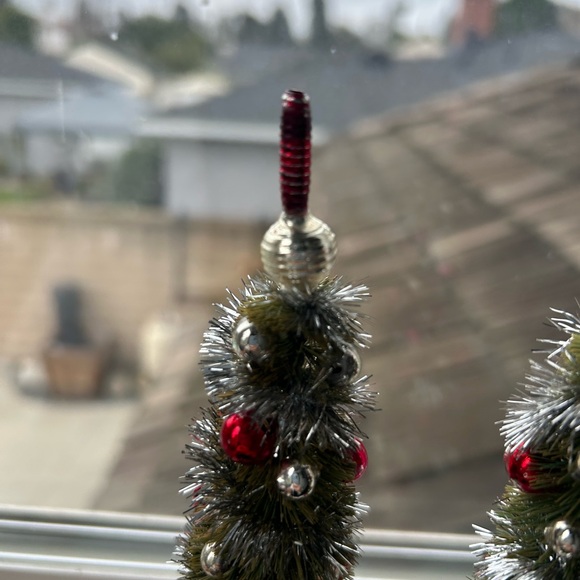 Vintage 40’-50’Festive Miniature Christmas Trees with Red and Silver Accents - Picture 6 of 8